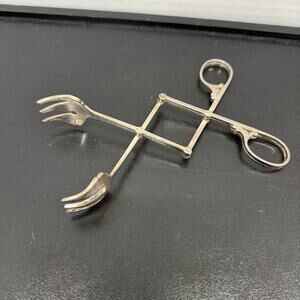 Silver Plated Scissor Hinged Ice Sugar Cube Tongs  Made In Italy